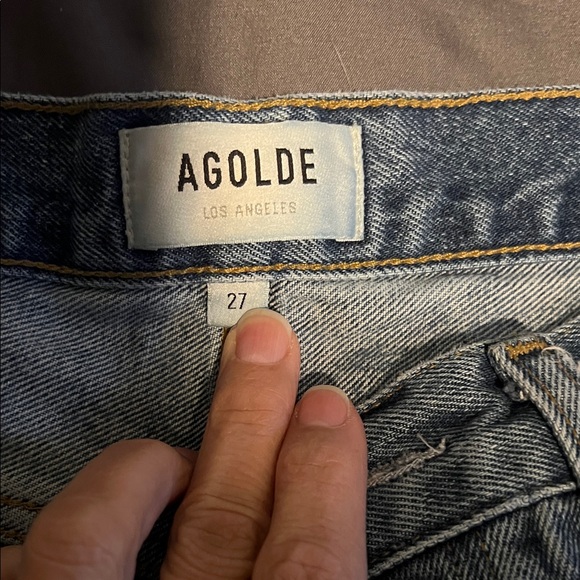 Agolde Distressed Blue Jean Shorts - Picture 2 of 4